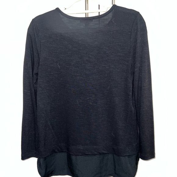 J. Crew Black Cotton Layered Long Sleeve Work Top - Picture 7 of 11